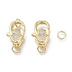 Brass Micro Pave Clear Cubic Zirconia Lobster Claw Clasps ZIRC-Q024-19G-3