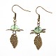 Antique Bronze Plated Iron Flower and Alloy Leaf Dangle Earrings EJEW-JE01770-2