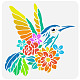 FINGERINSPIRE Hummingbird Flowers Stencil 11.8x11.8inch Reusable Hummingbird and Floral Pattern Drawing Template DIY Art Spring Theme Nature Animal Plant Stencil for Painting on Wall Wood Furniture DIY-WH0391-0139-1