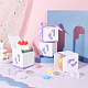 紙ギフトボックス  リボン付き  フットプリント模様の折りたたみボックス  結婚式の装飾  正方形  紫色のメディア  6.1x6.1x6.1cm CON-WH0080-53C-2