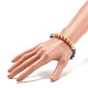 Natural Blue Spot Jasper & Wood Beaded Stretch Bracelet BJEW-JB07806-3