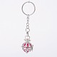Platinum Plated Brass Hollow Round Cage Chime Ball Keychain KEYC-J073-D10-1