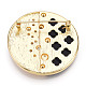 Natural Paua Shell Flat Round Brooches with Pearl JEWB-N001-07G-2