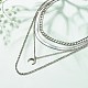 304 mehrlagige Halskette aus Edelstahlketten mit Halbmondanhänger für Männer und Frauen NJEW-JN03890-2