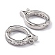 Brass Micro Pave Clear Cubic Zirconia Hoop Earring Findings ZIRC-I054-10P-2