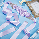 Flor de rhinestone con cinturón de novia de perlas de imitación de abs AJEW-WH0348-119C-4
