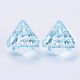透明なアクリルパーツ  多面カット  ダイヤモンド  ライトシアン  15x15mm  穴：2mm  約370個/500g TACR-Q260-C-V38-2