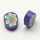 Handmade Polymer Clay Flat Oval with Flower Beads CLAY-Q215-06B-1