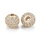 Brass Micro Pave Clear Cubic Zirconia Beads ZIRC-D274-02G-03-2