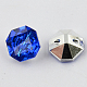 2-Hoyo botones de octágono de acrílico Diamante de imitación de Taiwán BUTT-F016-25mm-04-2
