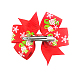 クリスマスグログランワニのヘアクリップ  鉄ワニ口クリップ付き  蝶結び  レッド  80x55mm OHAR-Q053-04-2