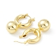 Brass Round Ball Dangle Hoop Earrings for Women EJEW-G347-04G-2