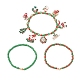 3 комплект браслетов из стеклянных бусин с рождественской тематикой BJEW-JB12442-01-4