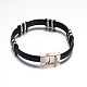 Jewelry Black Color PU Leather Cord Bracelets BJEW-G467-16-2