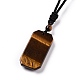 Adjustable Natural Tiger Eye Rectangle Pendant Necklace with Nylon Cord for Women NJEW-L171-03B-4