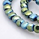 Full Green Plated Glass Faceted Flat Round Beads Strands EGLA-A033-4mm-FP02-1