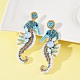 Серьги-гвоздики из стеклянных бусин в виде морского конька EJEW-S273-01-2
