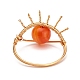 男性女性向けの癒しのパワーナチュラルカーネリアンリング  真鍮のパーツでナザールボンジュウの指輪  usサイズ4 3/4(15.4mm) X1-RJEW-TA00007-05-6