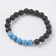 Natural Lava Rock and Synthetic Turquoise Beads Stretch Bracelets BJEW-E326-10D-1