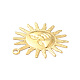 真鍮チャーム  人間の顔を持つ太陽  ゴールドカラー  25x22x1mm  穴：1.2mm KK-G423-02G-3
