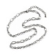Ожерелья из текстурированной овальной цепочки из нержавеющей стали 304 толщиной 5.5 мм NJEW-T016-12P-4