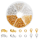 Ph pandahall ensemble d'accessoires pour la fabrication de bijoux en argent doré 160 fermoirs mousquetons 200 embouts de perles d'extrémité 200 anneaux ouverts de 4 mm pour la fabrication de bijoux DIY-PH0010-28-1