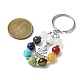 7 Chakra Gemstone Bead Pendant Keychain with Tibetan Style Alloy Charm KEYC-JKC00539-02-3