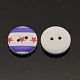 2-Hole Flat Round Star Printed Wooden Sewing Buttons BUTT-M004-13mm-03-2