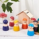 虹の木製ペグ人形  子供のための子供の知育玩具  色と形を認識するおもちゃ  ミックスカラー  65x39mm  12個/セット WOOD-WH0098-53-5