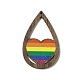 Grandi ciondoli in legno di pioppo stampato a faccia singola con tema bandiera arcobaleno/orgoglio WOOD-G014-02B-2