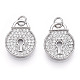 Rhodium Plated 925 Sterling Silver Micro Pave Cubic Zirconia Charms STER-T004-16P-2