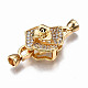 Brass Micro Pave Clear Cubic Zirconia Fold Over Clasps KK-T063-105G-NF-2