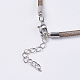 メッシュチューブ  プラスチックネット糸コードネックレス  真鍮カニカン付き  プラチナ  ブラウン  18.8インチ（48cm）  3.5mm NJEW-F199-A06-3