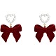 Серьги-гвоздики из сплава с флокированным узором в форме сердца и банта FS-WGEFD98-01-3