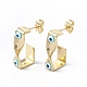 Brass Enamel Evil Eye Stud Earrings EJEW-A093-04G-M-2