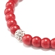 Bracelet extensible en perles rondes synthétiques turquoise (teintes) BJEW-JB07484-9