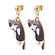Alloy Cat Dangle Stud Earrings with Enamel EJEW-JE04919-4