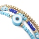3 pièces 3 style mauvais œil polymère argile et graines de verre bracelets extensibles perlés ensemble pour les femmes BJEW-JB09228-6