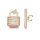 Brass Micro Pave Clear Cubic Zirconia Toggle Clasps KK-S356-724-01-3