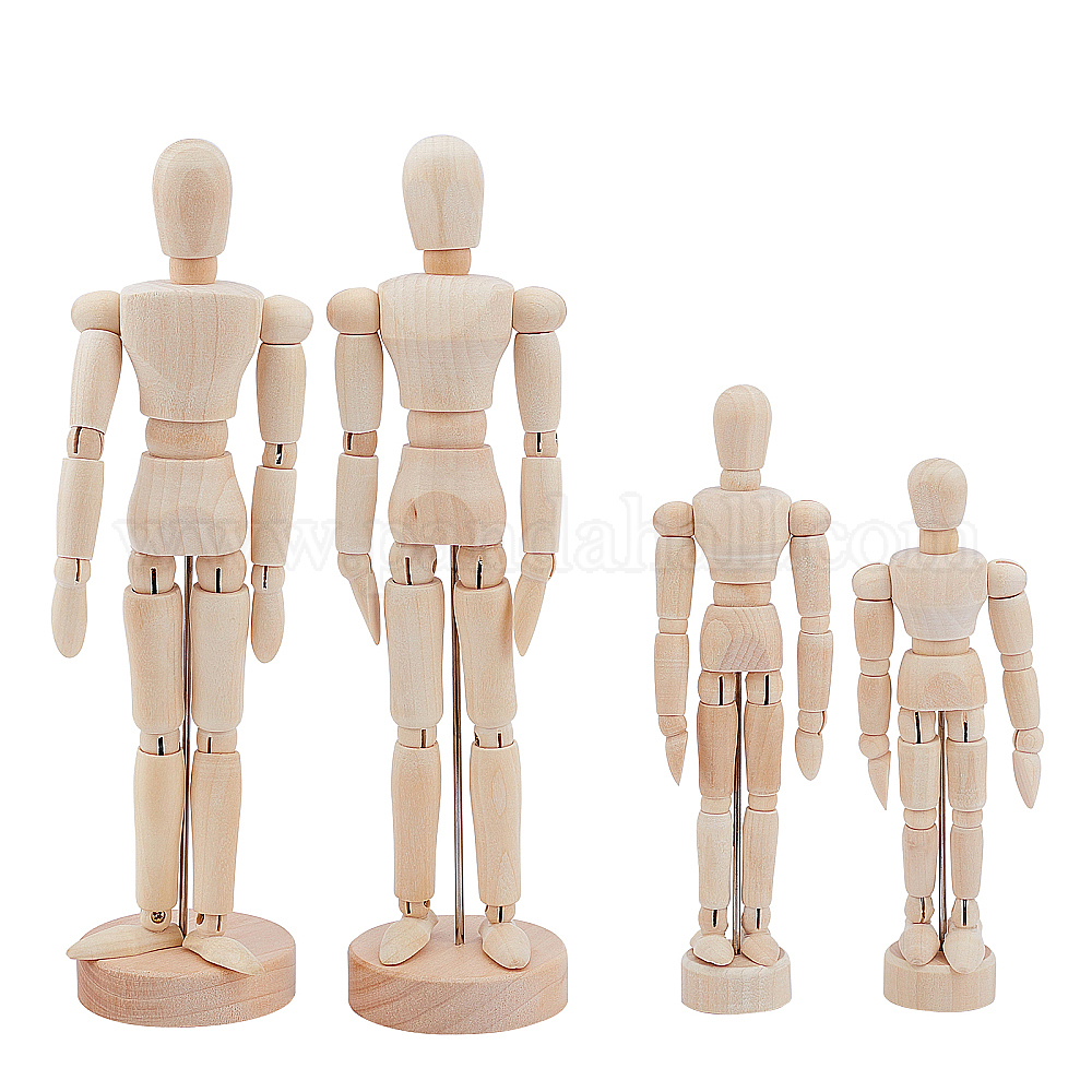 Wholesale OLYCRAFT 4PCS Wooden Joint Model Wood Figure Manikin with ...