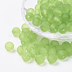Transparent Acrylic Beads, Round, Frosted, Light Green, 10mm, Hole: 2mm