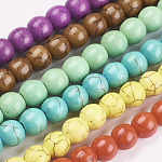 Chapelets de perles en turquoise synthétique, teinte, ronde, couleur mixte, 8mm, Trou: 1mm, Environ 50 pcs/chapelet, 15.35 pouce