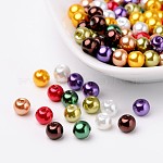 Lustre verre nacrées perles de nacre, couleur mixte, 6mm, Trou: 1mm, environ 200 pcs / sachet 