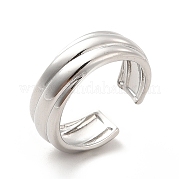 304 Stainless Steel Grooved Open Cuff Ring for Women RJEW-F131-14P