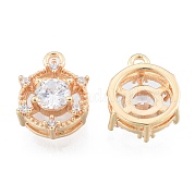 Brass Micro Pave Clear Cubic Zirconia Charms KK-N216-556LG