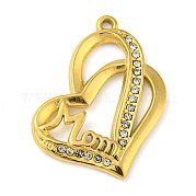 Ion Plating(IP) Real 18K Gold Plated 304 Stainless Steel Rhinestone Pendants STAS-P341-10G-01