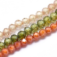 Natural Garnet Beads Strands, Faceted, Round, 4mm, Hole: 1mm, about  91pcs/strand, 15 inch(38.5cm)