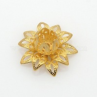 Латунные 3 d цветочные крышки шарика&nbsp;KK-O038-13G