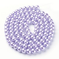ガラスパールビーズ連売り  パールカラーの  ラウンド  ラベンダー  8mm  穴：1mm  約105個/連  32インチ&nbsp;X-HY-8D-B25