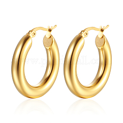 Orecchini a cerchio in acciaio inossidabile 304 per donna, ovale, vero placcato oro 18k, 21mm